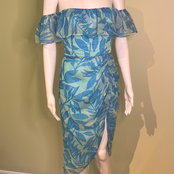 Amanda Uprichard Rosalinda Off-Shoulder Dress in Breeze Tropical Print - S - Picture 3 of 4